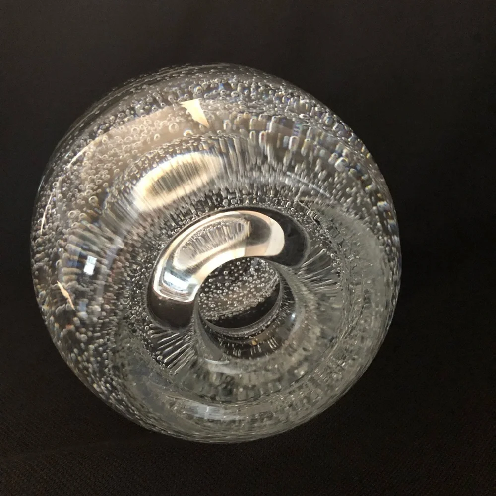 Crystal Hand Blown & Shaped Vase Clear Bubbles Made in Poland
